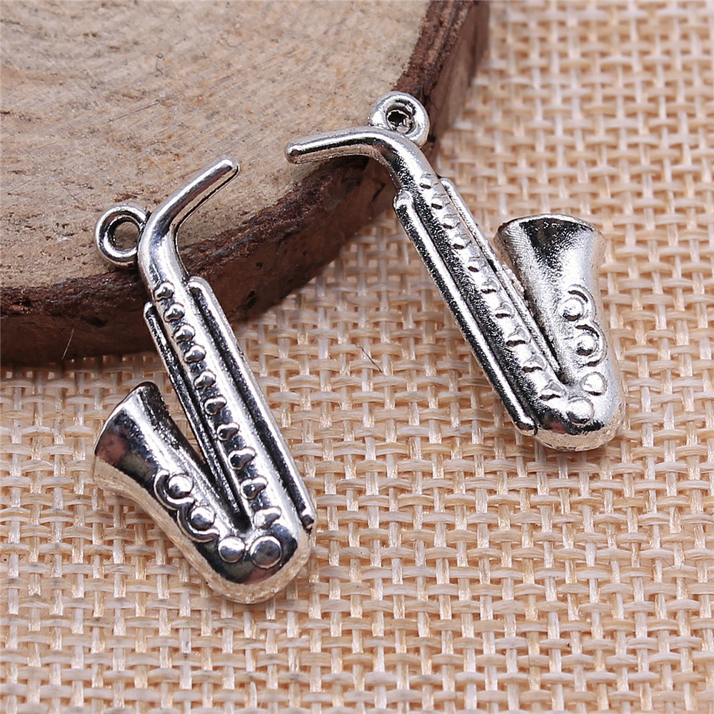 Musical Instrument Jewelry - 20pcs 26x21mm(1.02x0.83inch) Antique Silver Color Musical
