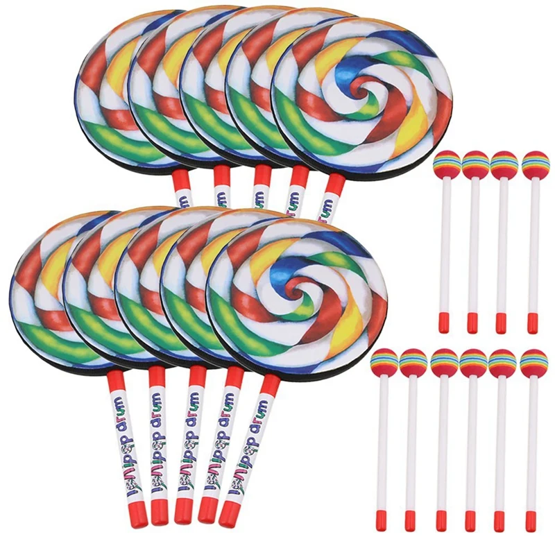 Musical Instrument Harmonium - 10Pcs 7.9 inch Lollipop Shape Drum