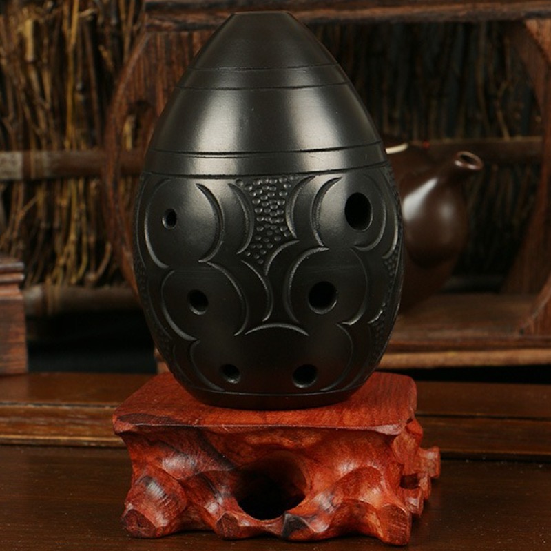 Musical Instrument Harmonium - 8 Holes Ocarina Black Portable Ceramic