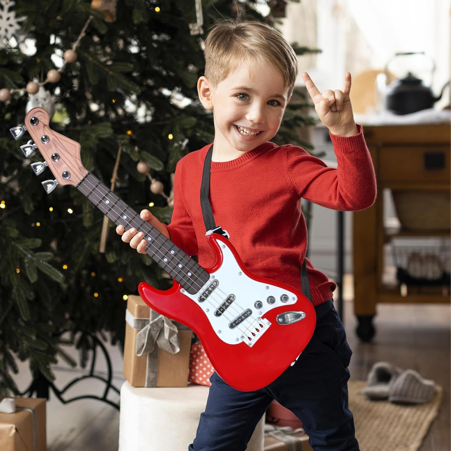 Musical Instrument Harmonium - Kids Electric Guitar Toy - 4-String
